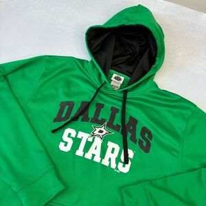 NHL Dallas Stars Hoodie Mens Medium Green Pullover Sweatshirt Polyester Logo